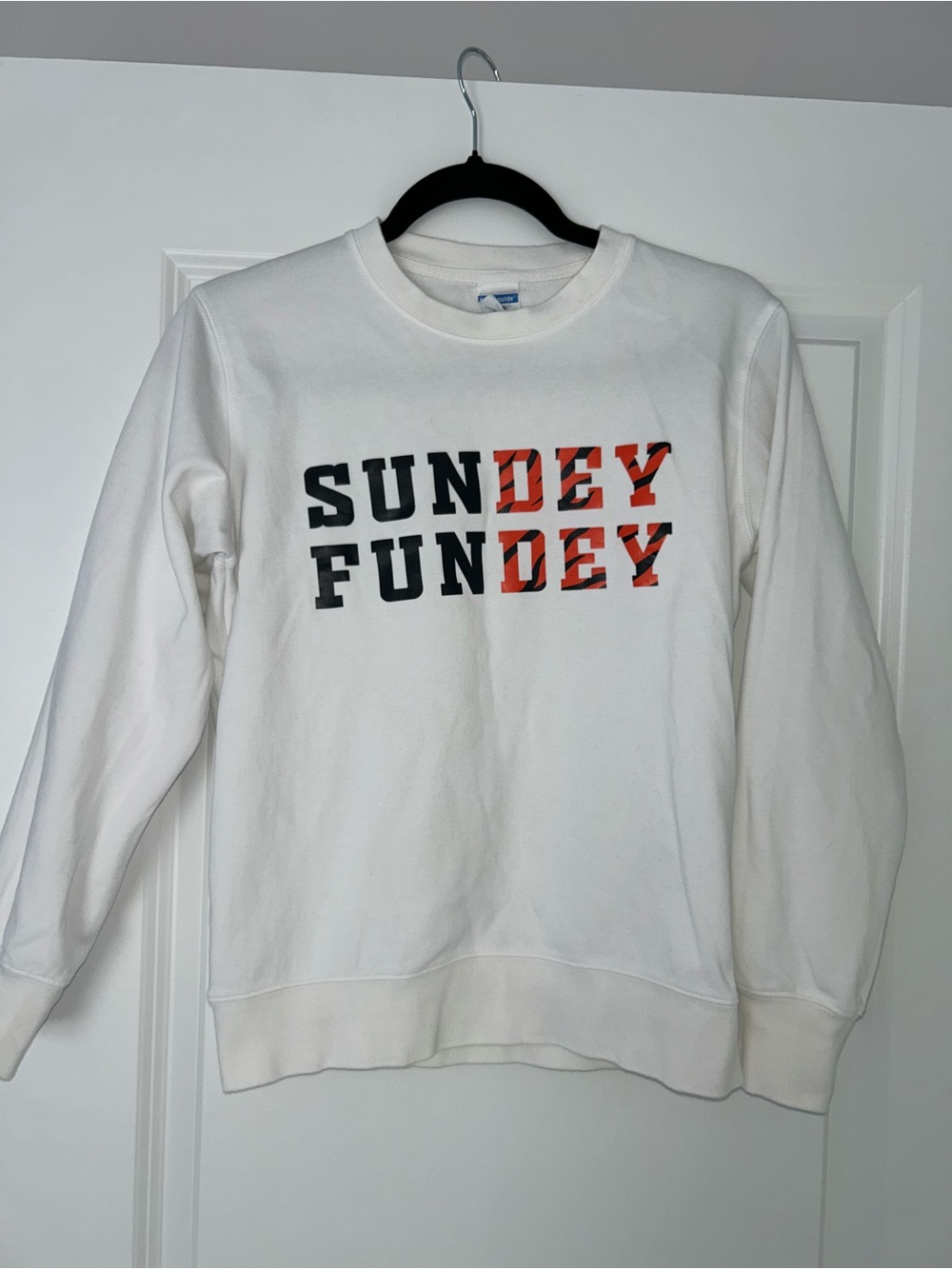 White "Sunday Funday" Cincinnati Bengals Graphic Crewneck Sweatshirt